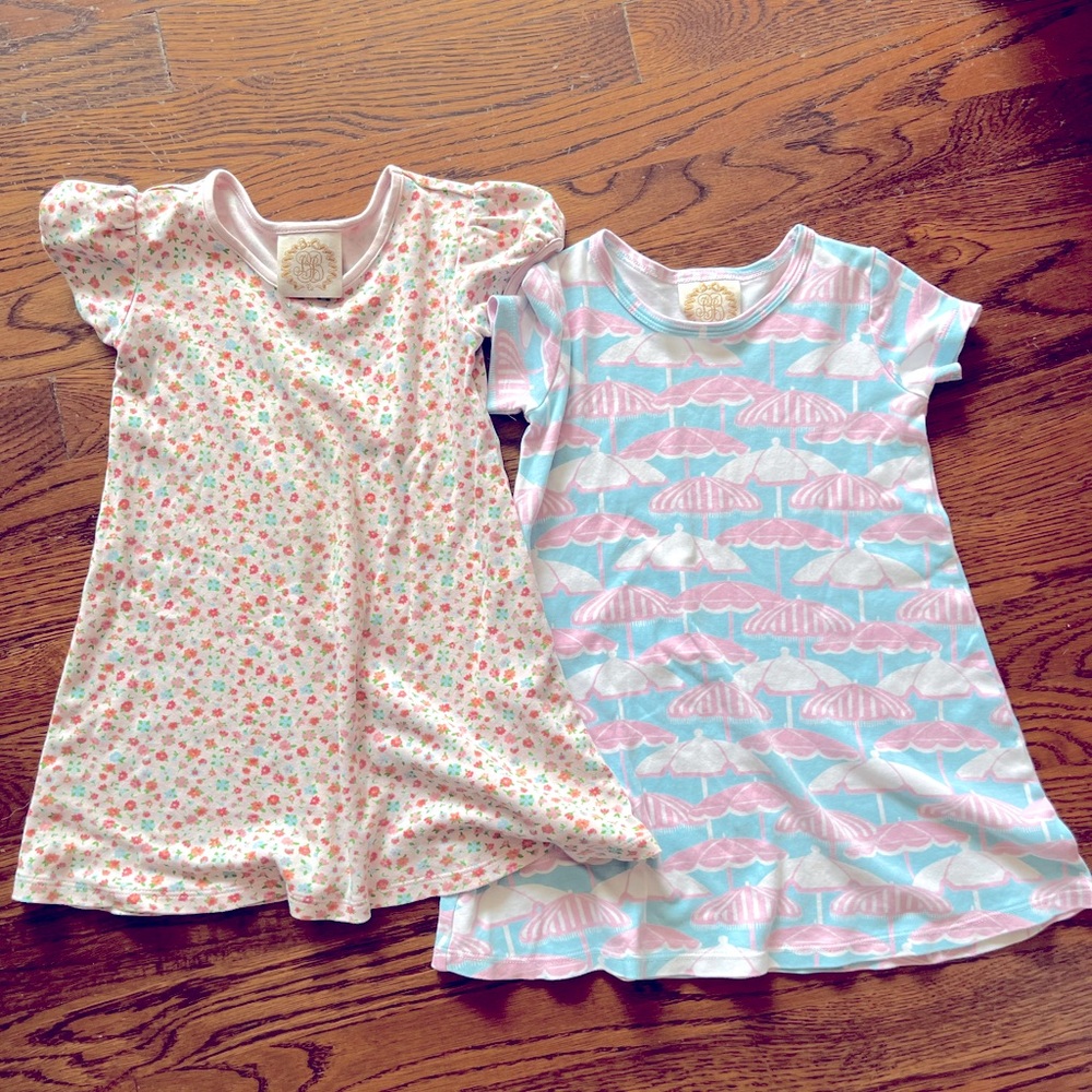 2 Beaufort Bonnet Play Dresses for Girls - floral print & beach print 4T